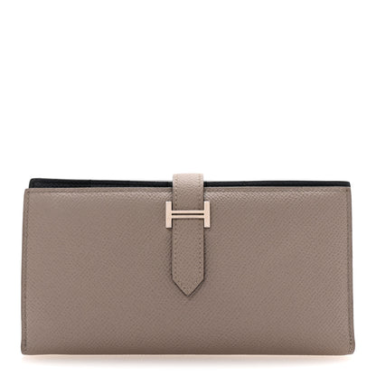 Hermes Epsom Bearn Gusset Wallet Gris Tourterelle Bleu Indigo 1 of 6