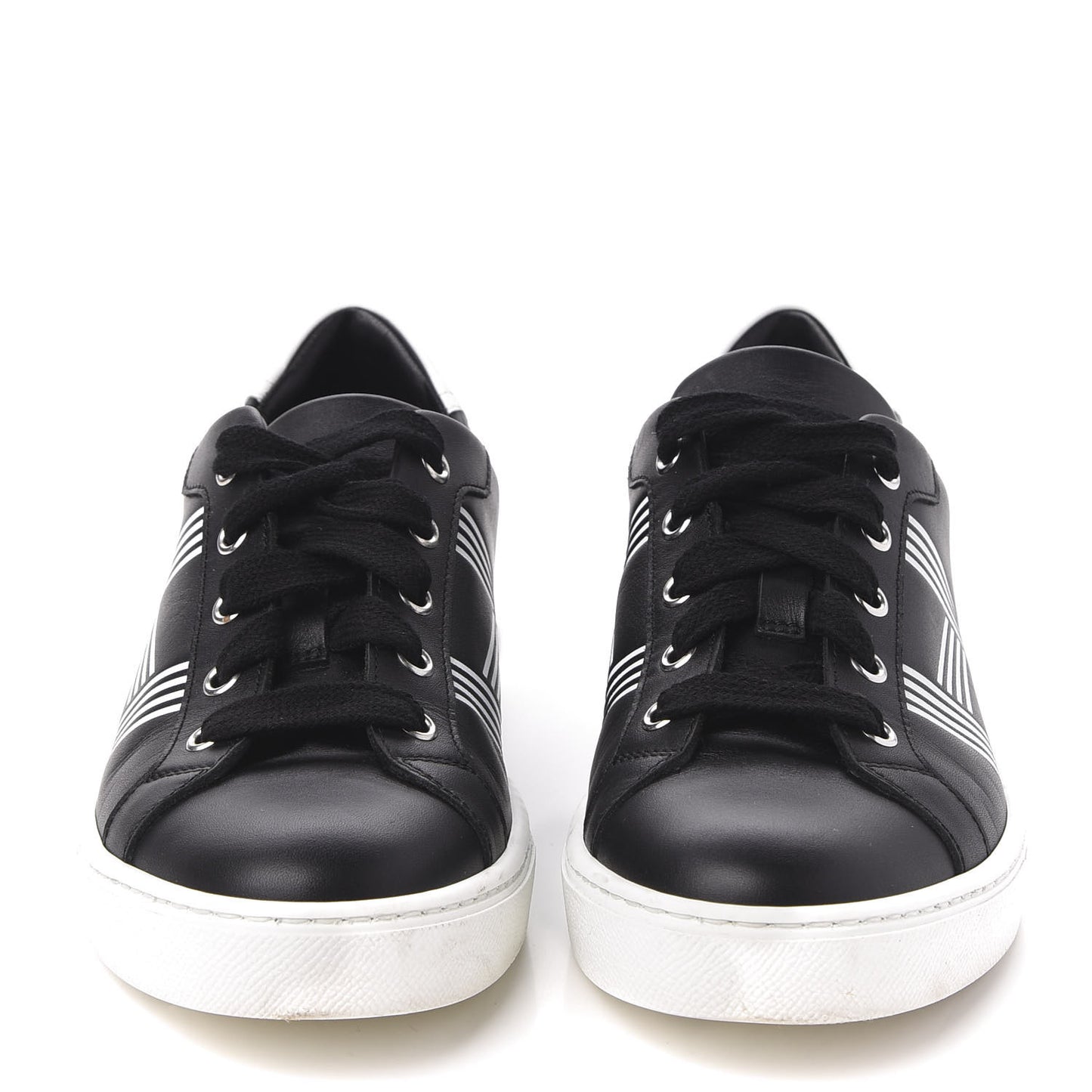 Calfskin Womens Advantage Sneakers 36 Black White