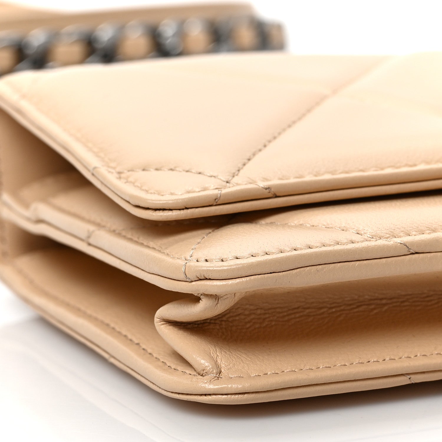 Chanel Lambskin Quilted Chanel 19 Wallet On Chain WOC Beige 8 of 9
