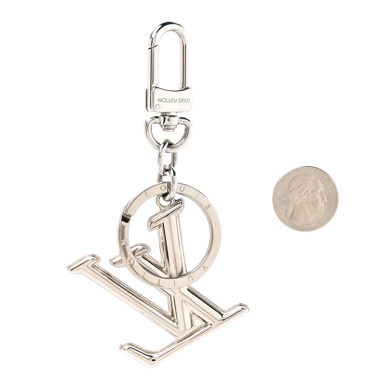 Louis Vuitton Zamac Palladium LV Dimension Bag Charm Key Holder