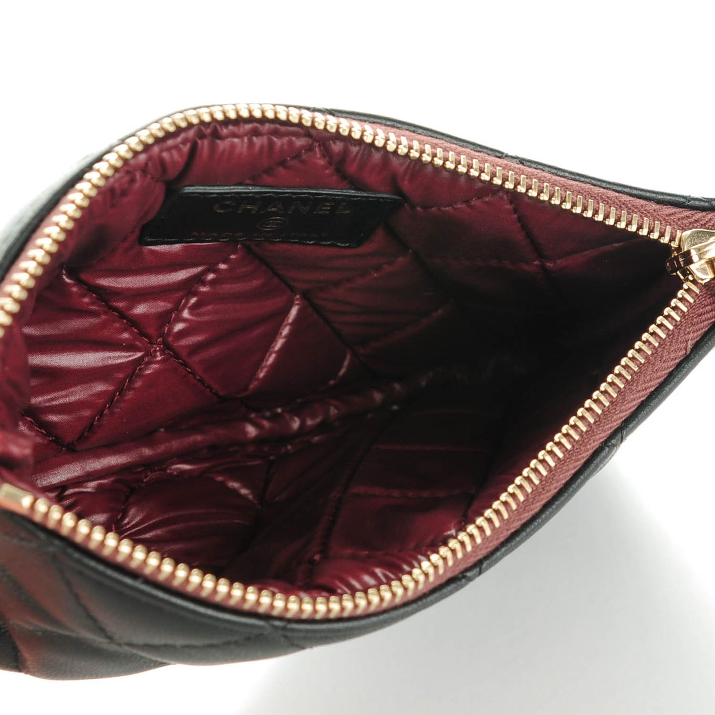 Lambskin Quilted Small Cosmetic Case Black
