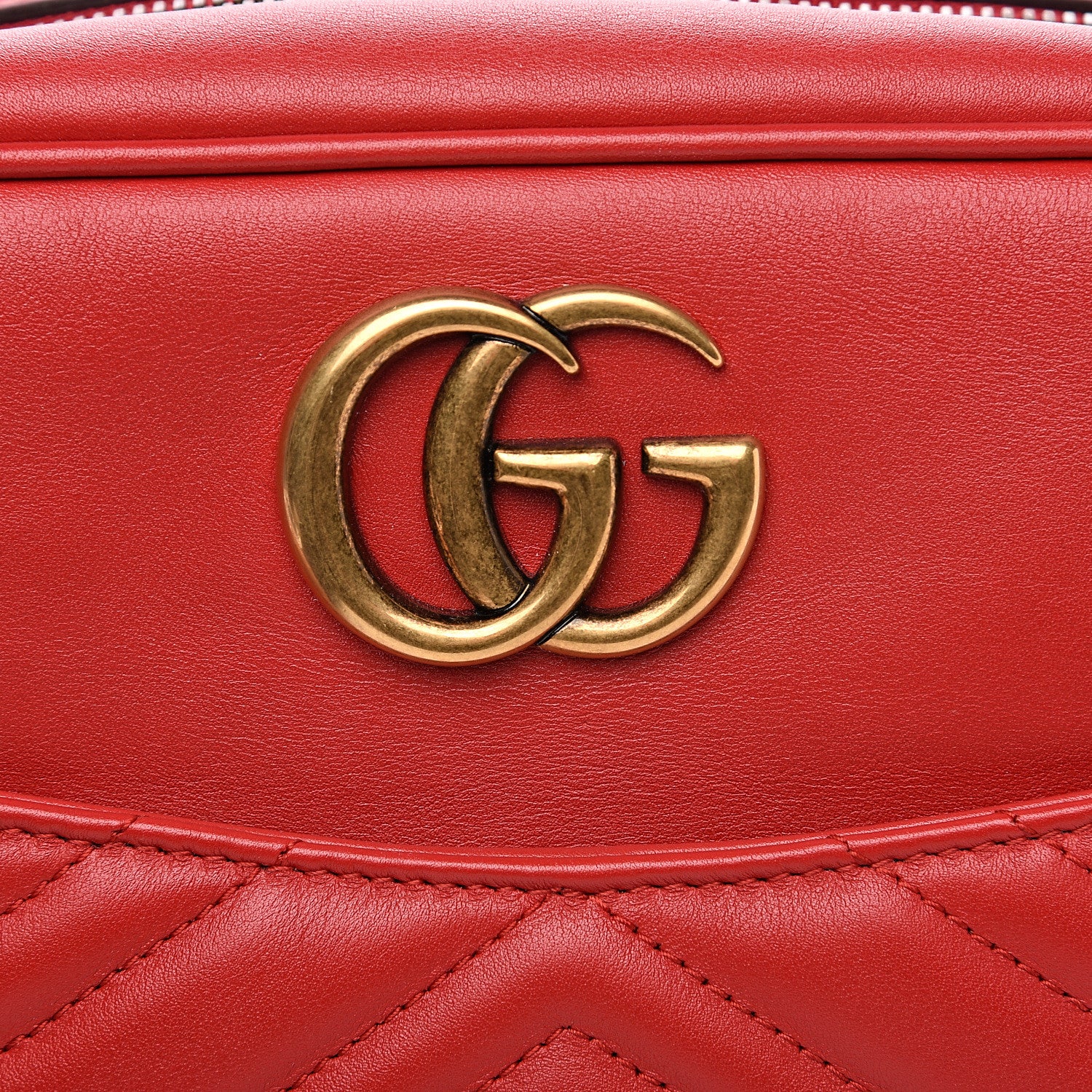 Gucci Calfskin Matelasse Medium GG Marmont Chain Shoulder Bag Hibiscus Red 9 of 11
