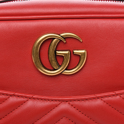 Gucci Calfskin Matelasse Medium GG Marmont Chain Shoulder Bag Hibiscus Red 9 of 11