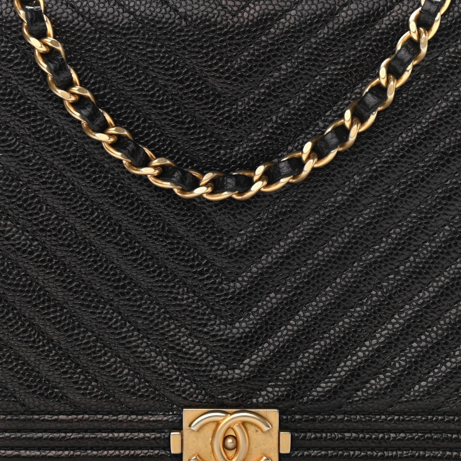 Chanel Caviar Chevron Quilted Boy Wallet On Chain WOC Black 8 of 10