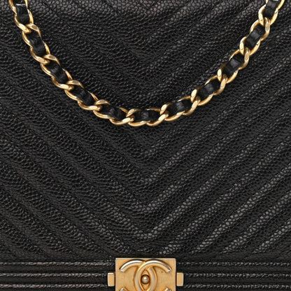 Chanel Caviar Chevron Quilted Boy Wallet On Chain WOC Black 8 of 10