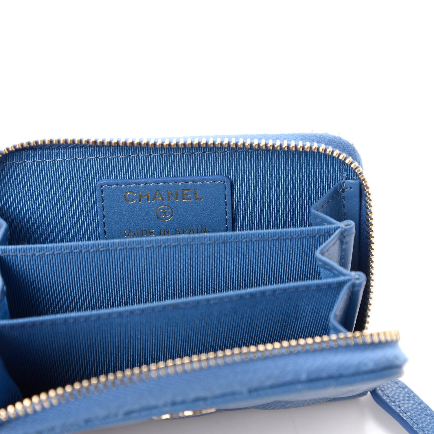 Chanel Caviar Quilted Zip Coin Purse Blue 8 of 11