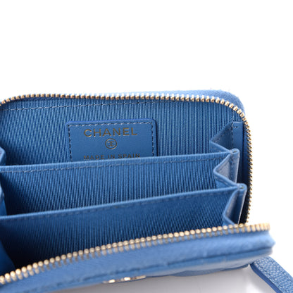 Chanel Caviar Quilted Zip Coin Purse Blue 8 of 11
