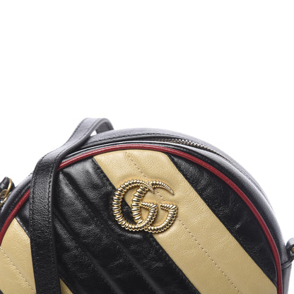 Gucci Azalea Calfskin Matelasse Diagonal Patchwork Mini Torchon GG Marmont Round Shoulder Bag Black Beige Romantic Cerise 10 of 10