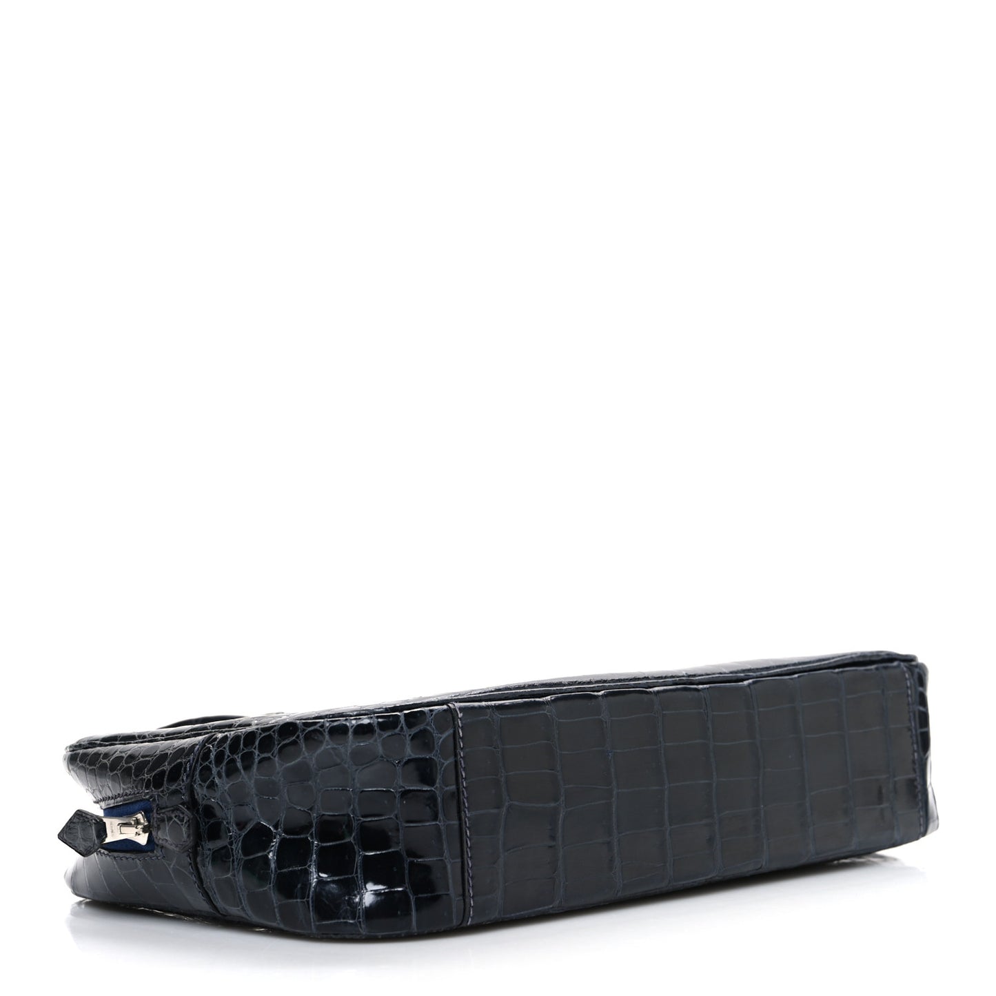 Shiny Porosus Crocodile Plume Elan 28 Bleu Marine