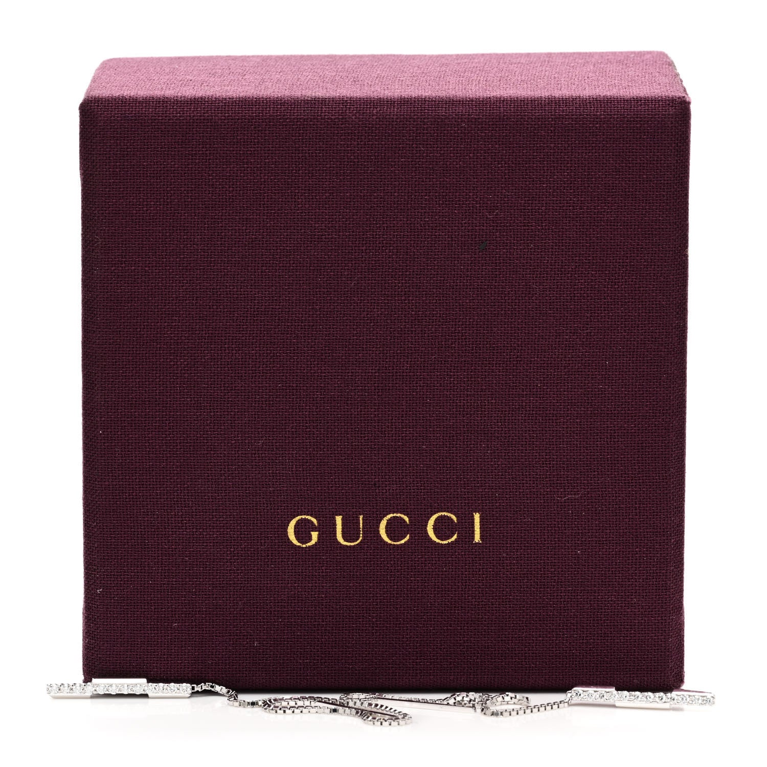 Gucci 18K White Gold Diamond Link to Love Chain Earrings 6 of 6