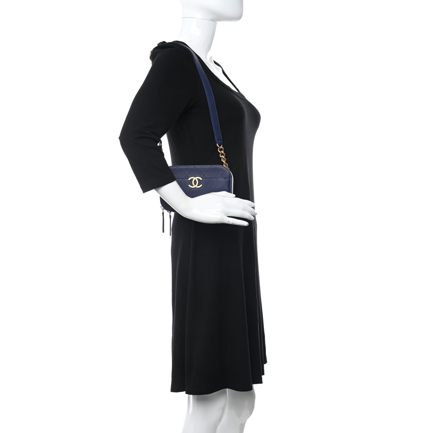 Chanel Caviar Quilted Waist Bag Navy Blue 2 of 10