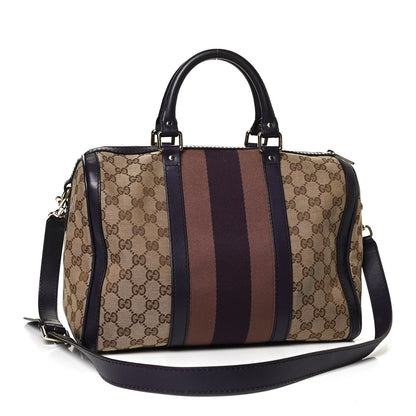 Gucci Monogram Vintage Web Medium Boston Dark Purple 3 of 12