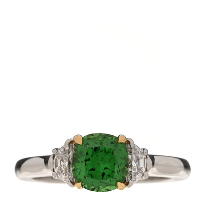 Tiffany Platinum 18K Yellow Gold Diamond Tsavorite Ring 51 5.75 1 of 6