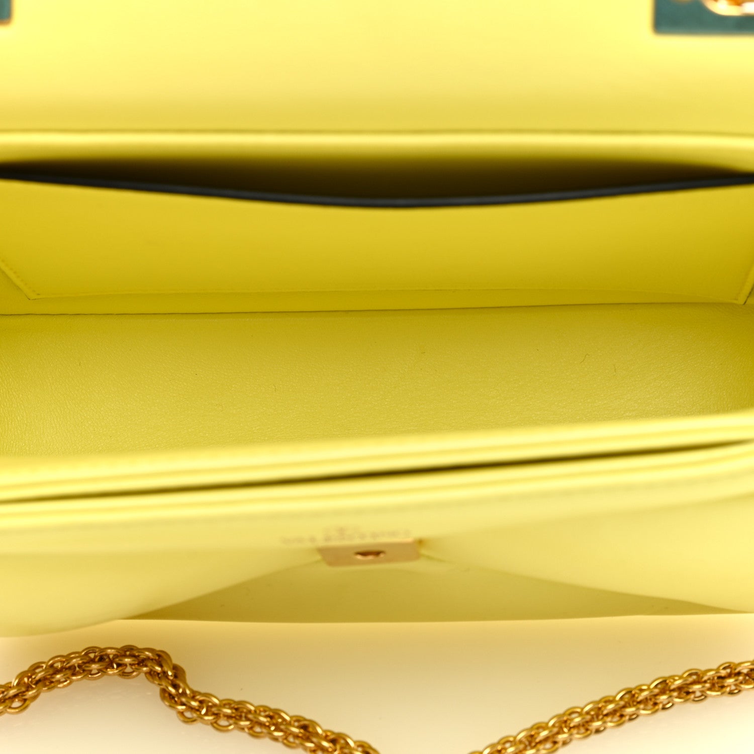 Valentino Garavani Nappa One Stud Chain Clutch Pale Yellow 5 of 8
