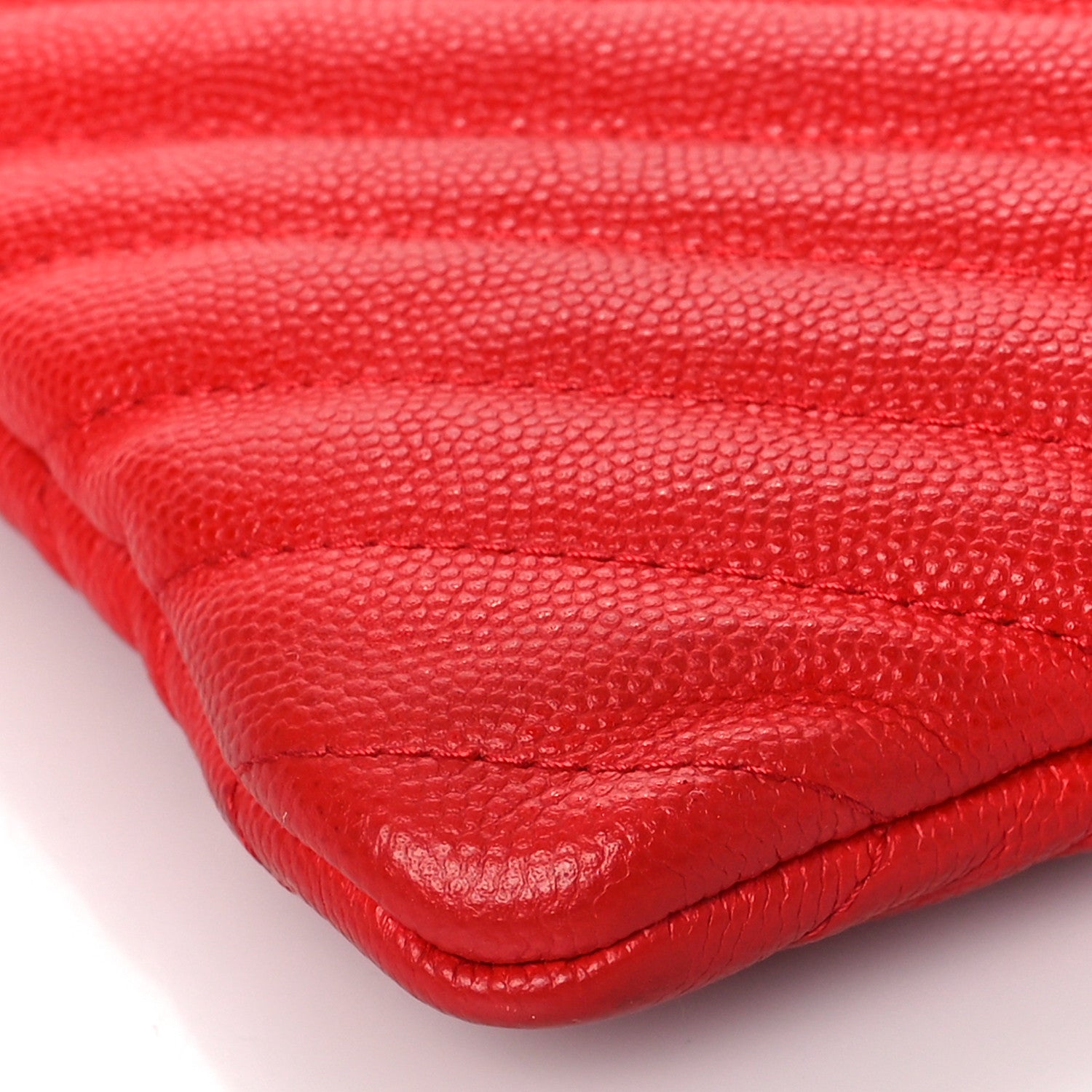 Chanel Caviar Chevron Quilted Medium Cosmetic Case Red 8 of 9