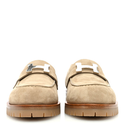 Hermes Suede Goatskin Womens Faubourg Loafers 35 Beige Argile 2 of 8