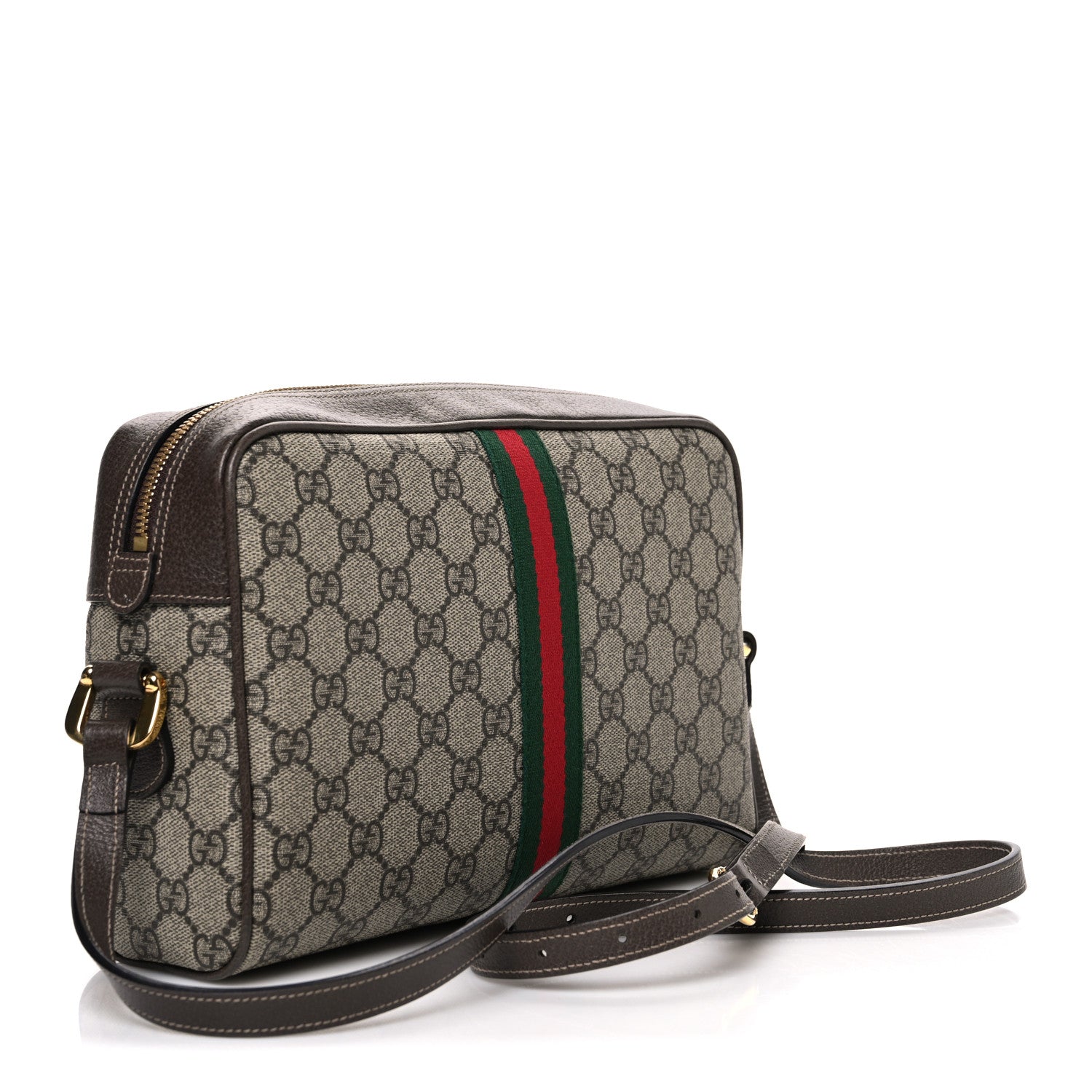 Gucci GG Supreme Monogram Web Small Ophidia Shoulder Bag Brown 2 of 9