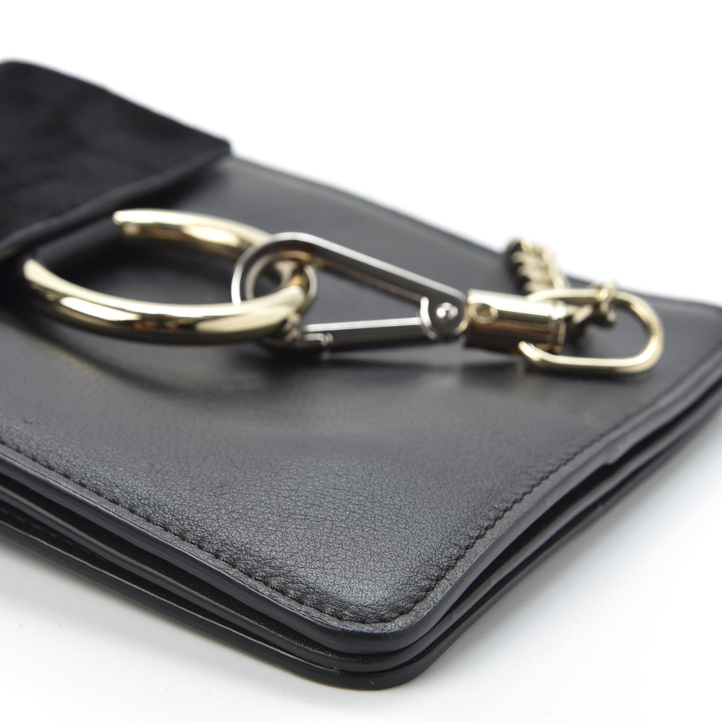 Suede Calfskin Mini Faye Bracelet Bag Black