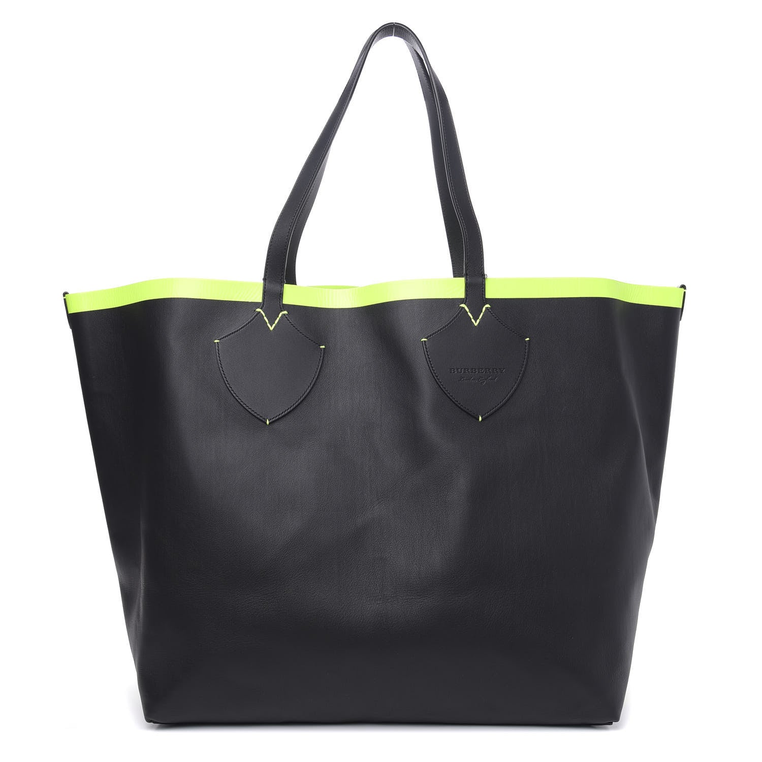 Burberry Canvas Mega Check Extra Large The Giant Reversible Tote Black Neon Yellow 3 of 18
