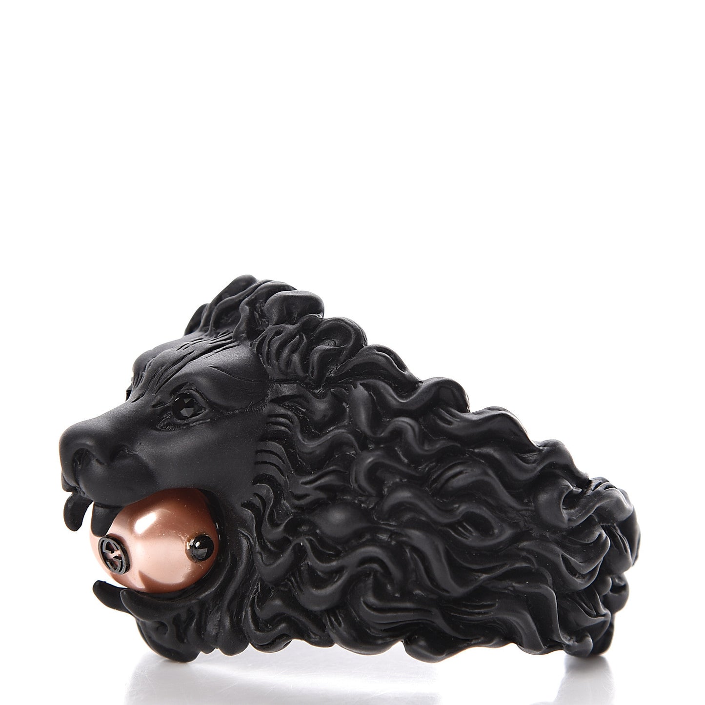 Metal Pearl Lion Head Cuff Bracelet 16 Black