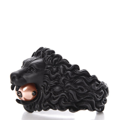 Gucci Metal Pearl Lion Head Cuff Bracelet 16 Black 4 of 5