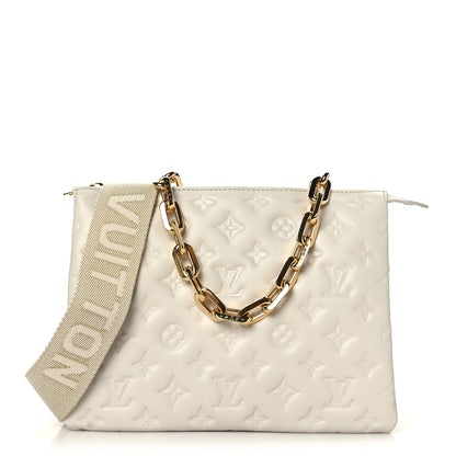 Louis Vuitton Lambskin Embossed Monogram Coussin PM Beige Cream 1 of 9