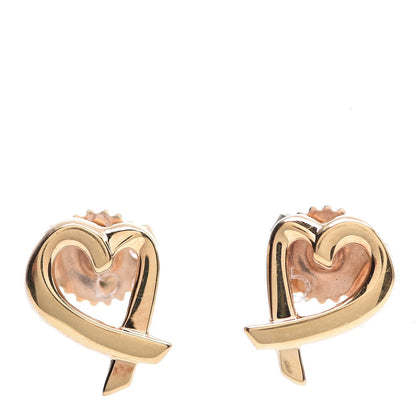 Tiffany 18K Yellow Gold Mini Paloma Picasso Loving Heart Earrings 1 of 10