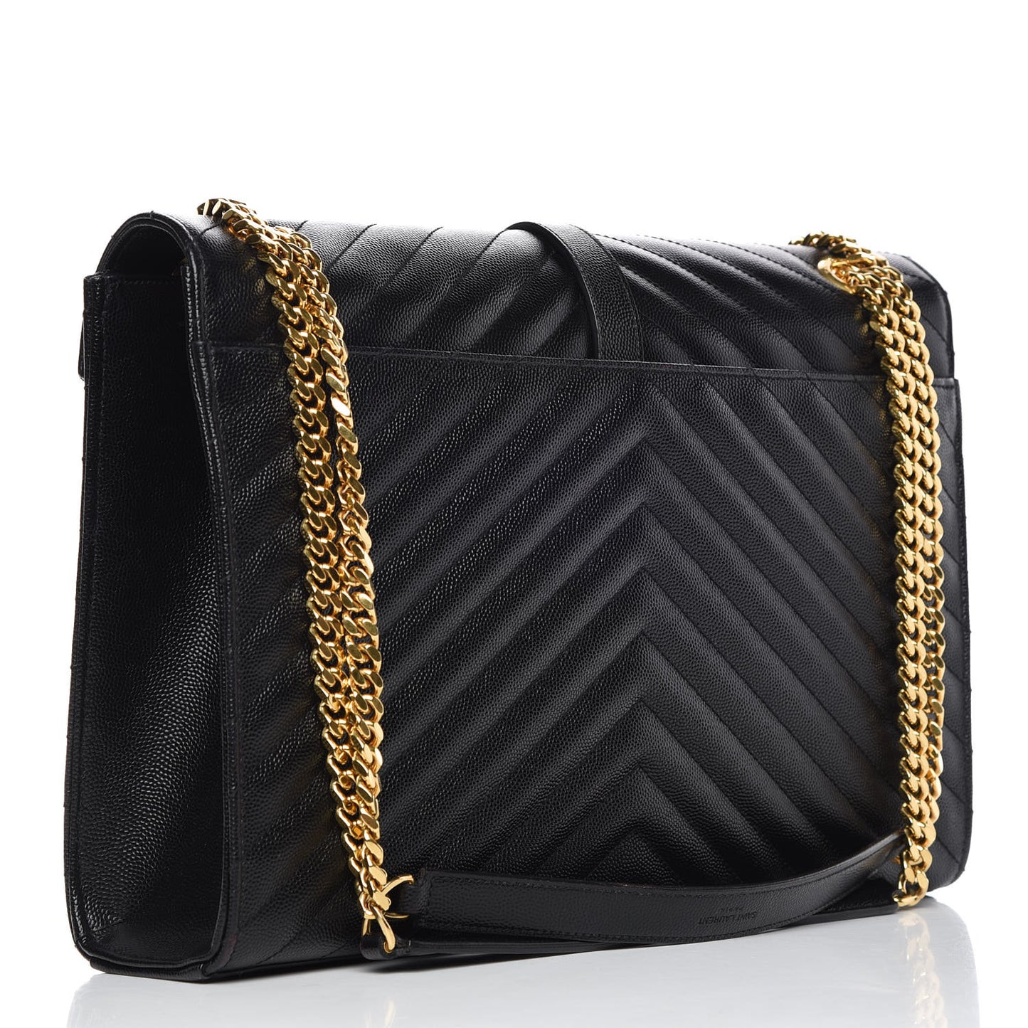 Grain De Poudre Matelasse Chevron Large Monogram Satchel Black