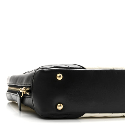 Chanel Lambskin Chevron Quilted Camera Case Black White 9 of 10