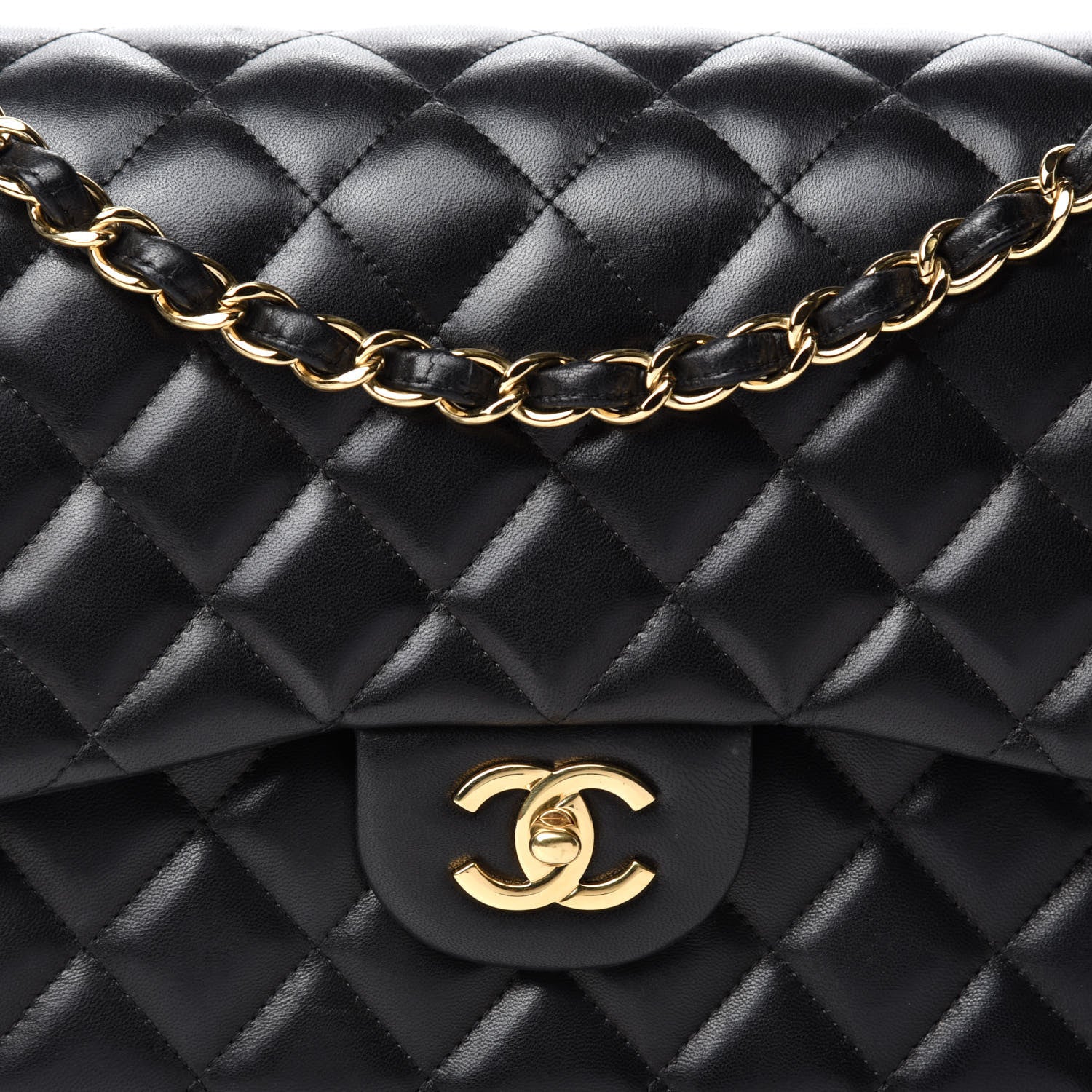 Chanel Lambskin Quilted Jumbo Double Flap Black 15 of 15
