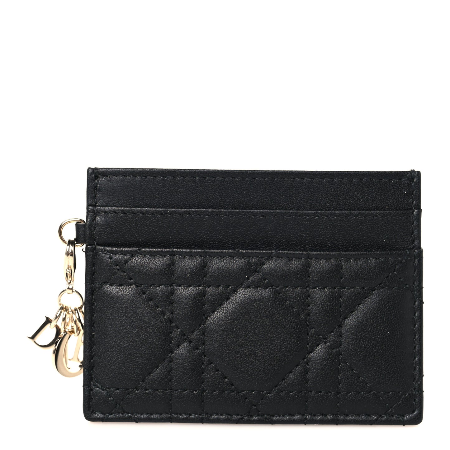 Lambskin Cannage Lady Dior Card Holder Black
