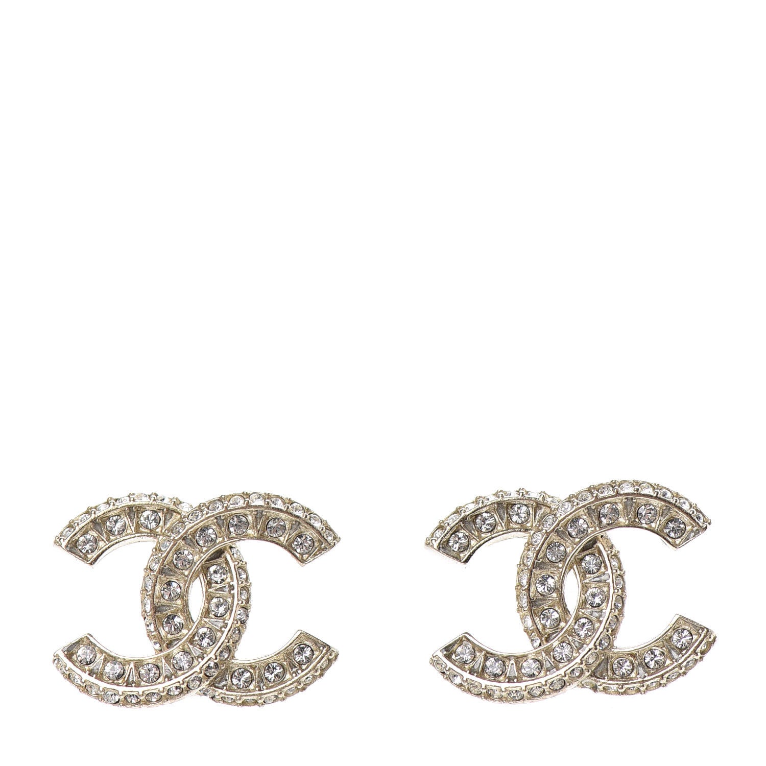 Chanel Crystal Timeless CC Earrings Light Gold 1 of 4