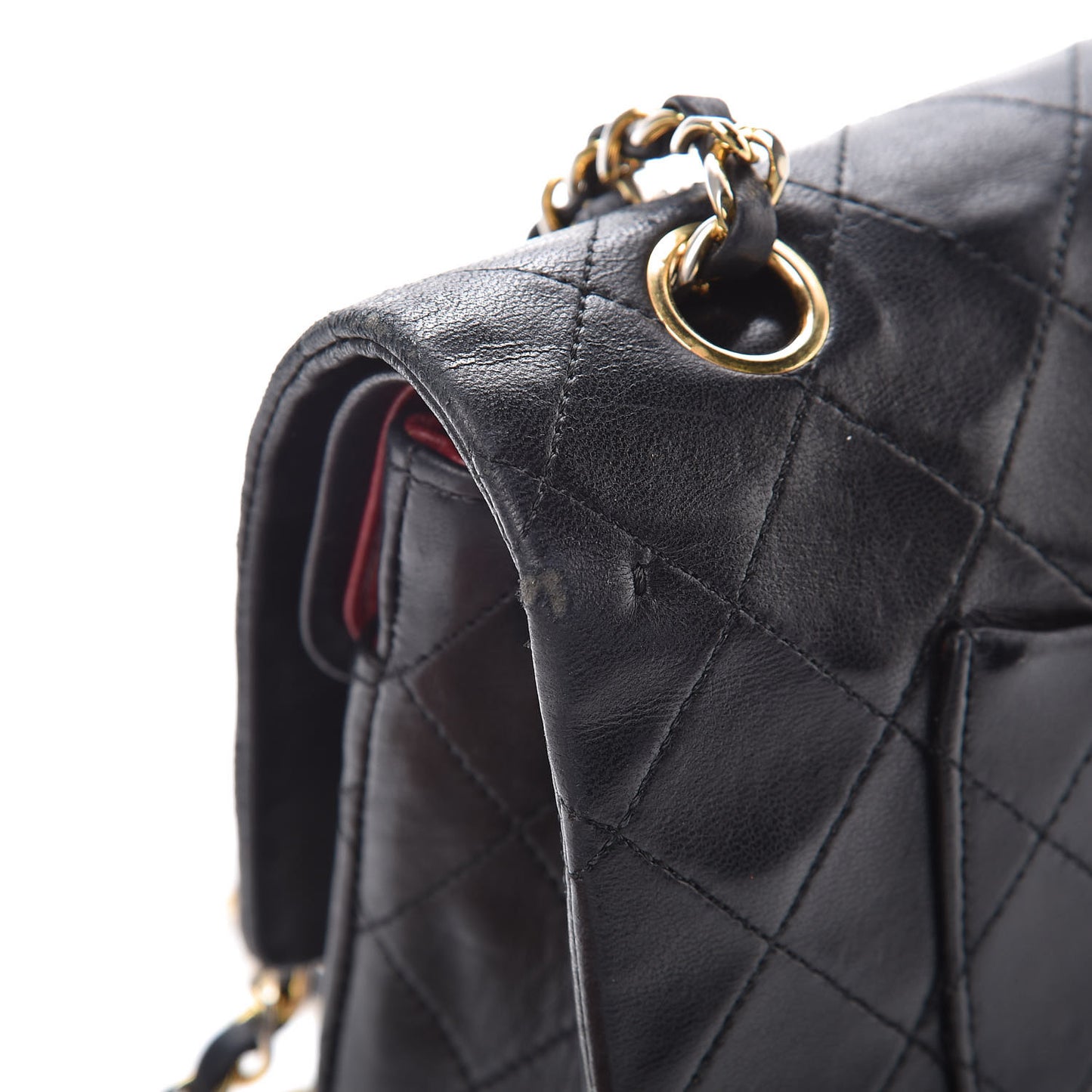 Lambskin Quilted Medium Double Flap Bag Black