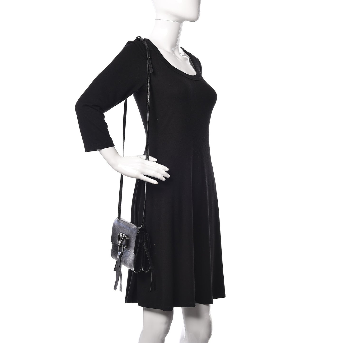 Calfskin Small VRing Crossbody Bag Black