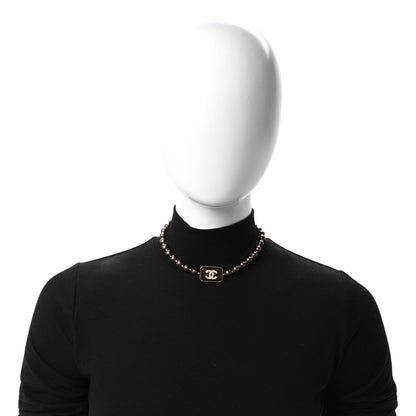 Chanel Pearl Crystal CC Choker Necklace Brown Gold 2 of 4