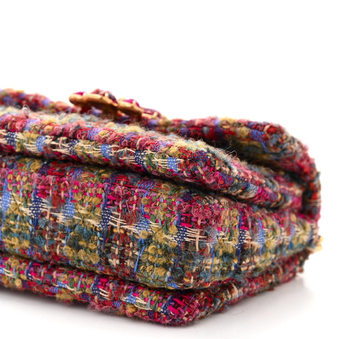 Wool Tweed Quilted Small Flap Khaki Red Pink Blue Green