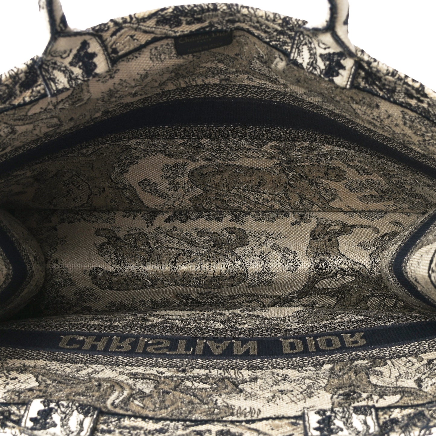 Canvas Embroidered Large Dioriviera Toile De Jouy Book Tote Black
