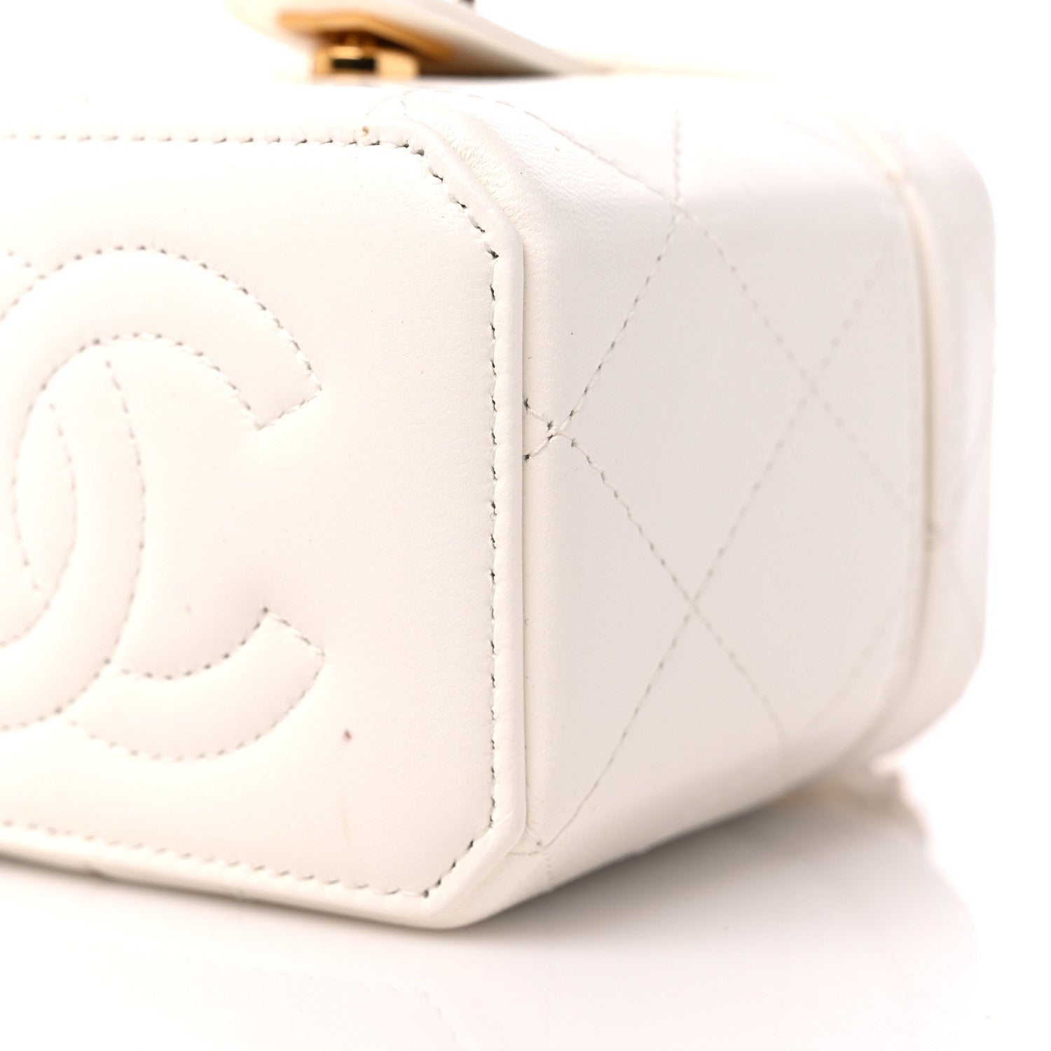 Chanel Lambskin Quilted Vanity Clutch With Chain White 9 of 12
