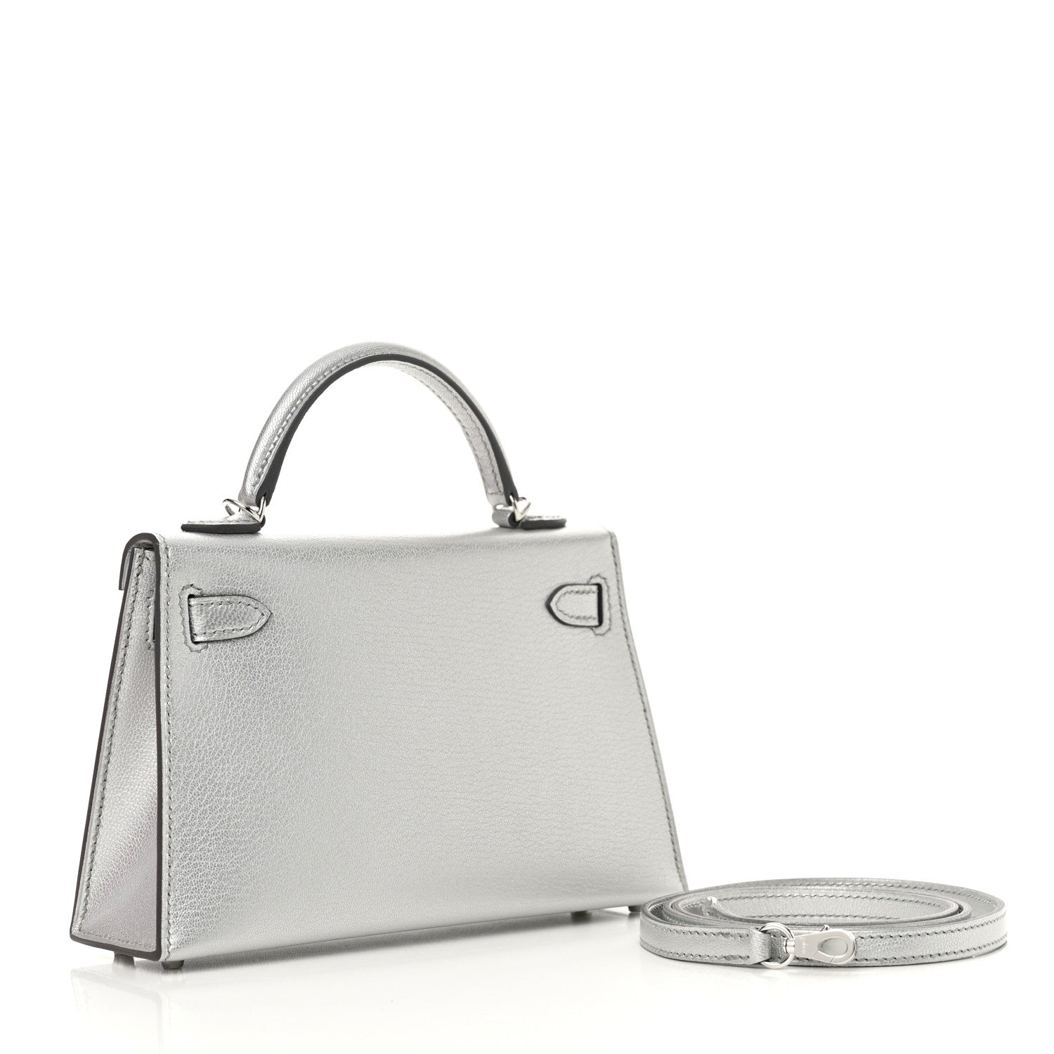 Hermes Metallic Chevre Chamkilight Mini Kelly Sellier 20 Argent 3 of 10
