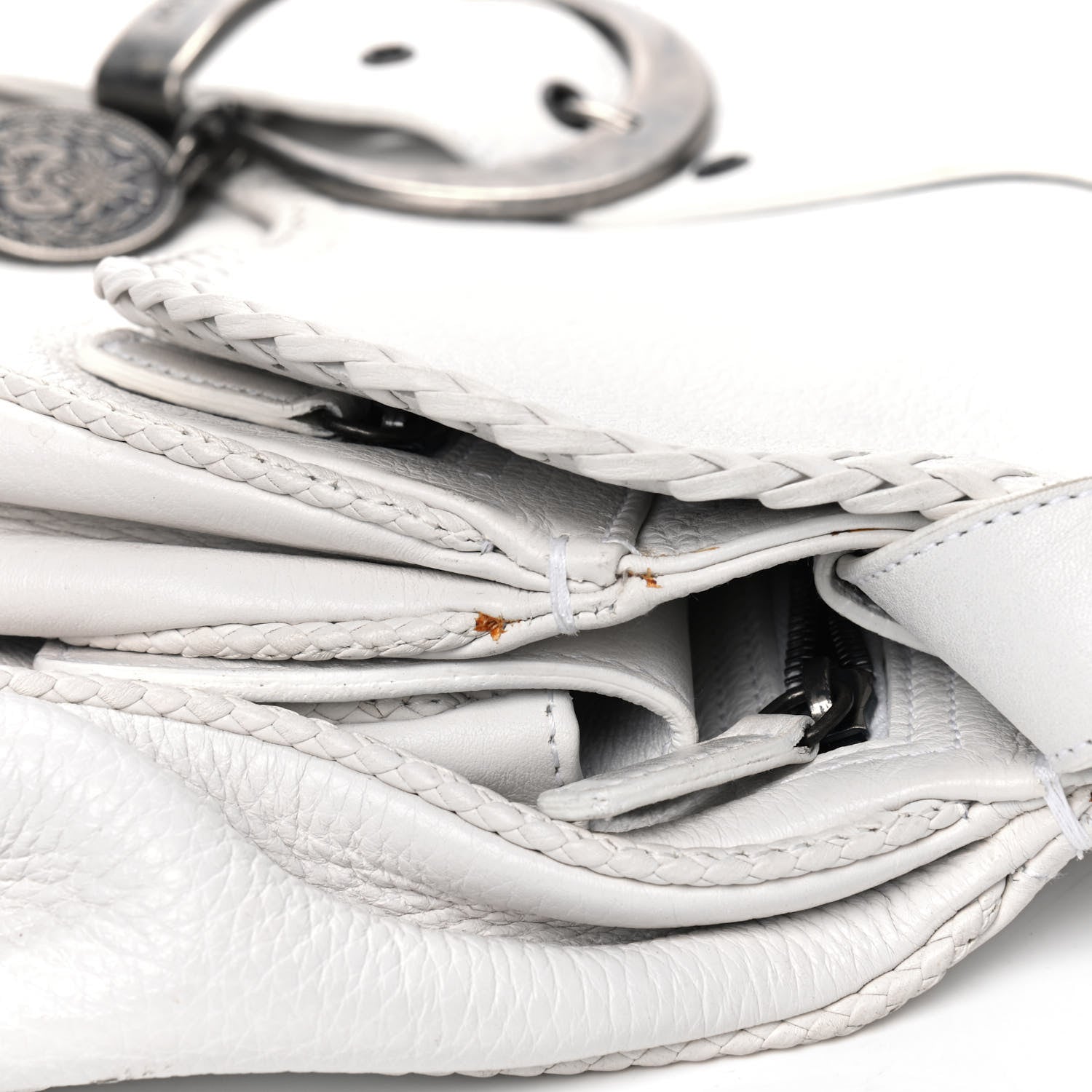 Christian Dior Calfskin Whipstitch Gaucho Double Saddle Bag White 13 of 16