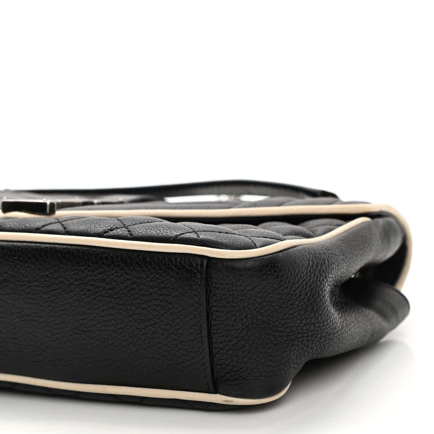 Saint Laurent Grained Calfskin Tri-Quilt Monogram Medium College Bag Black White 10 of 14