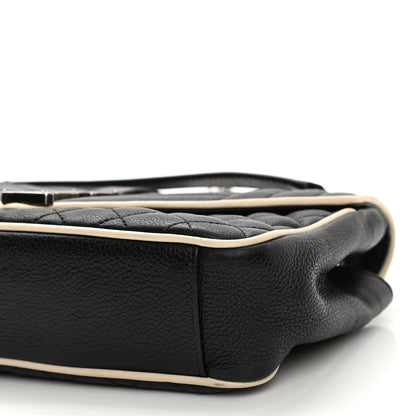 Saint Laurent Grained Calfskin Tri-Quilt Monogram Medium College Bag Black White 10 of 14