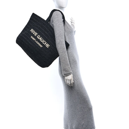 Saint Laurent Raffia Rive Gauche Tote Black 2 of 11