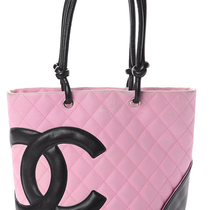 Chanel Calfskin Quilted Medium Cambon Tote Pink Black 7 of 9