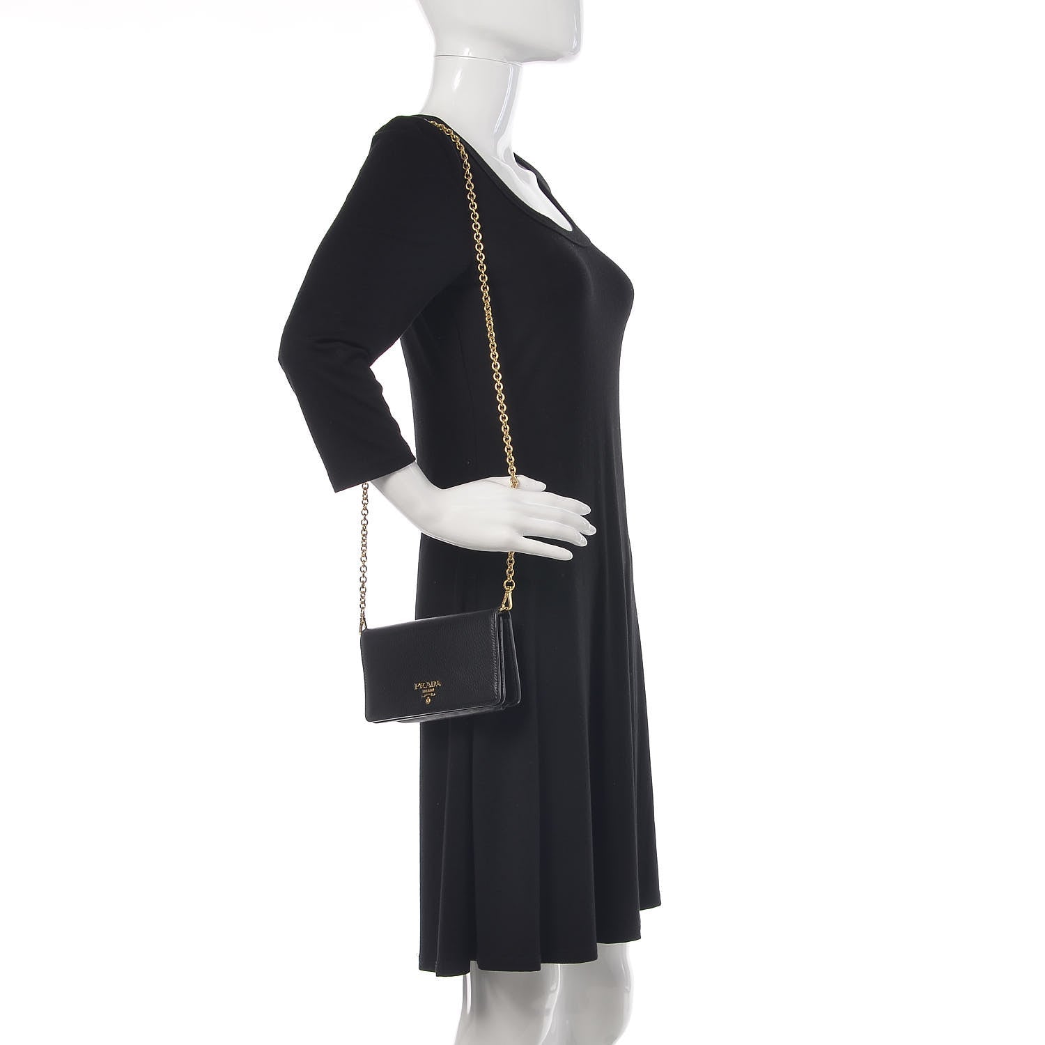 Prada Vitello Daino Mini Crossbody Bag Black 2 of 12