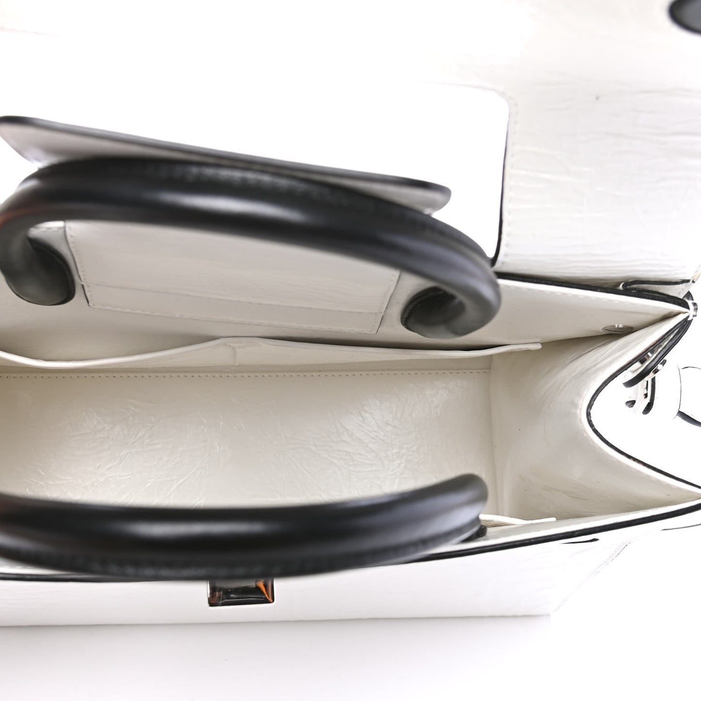 Crinkled Calfskin Medium Diorever Flap White