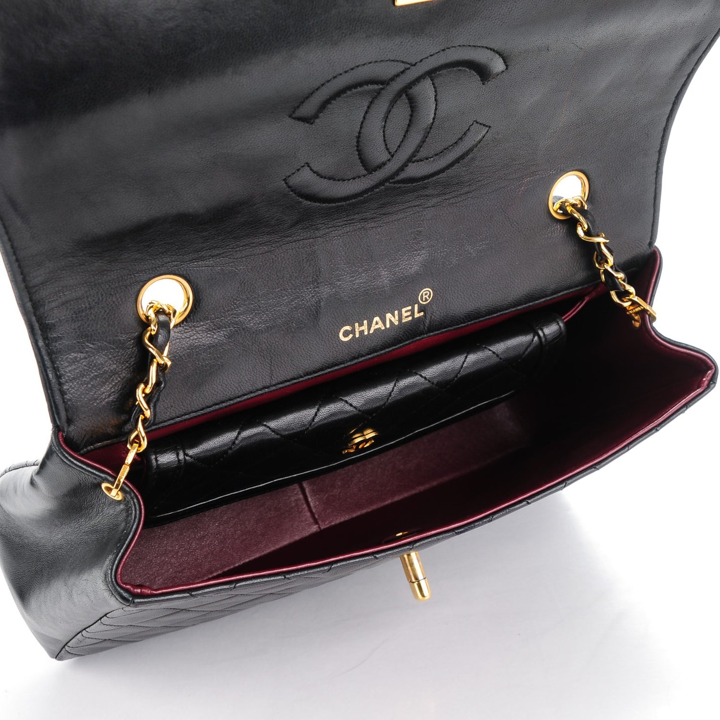 Lambskin Quilted Medium Single Flap Black