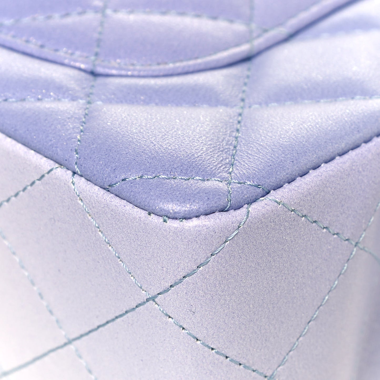 Perforated Lambskin Quilted Mini Rectangular Flap Light Blue Light Purple White