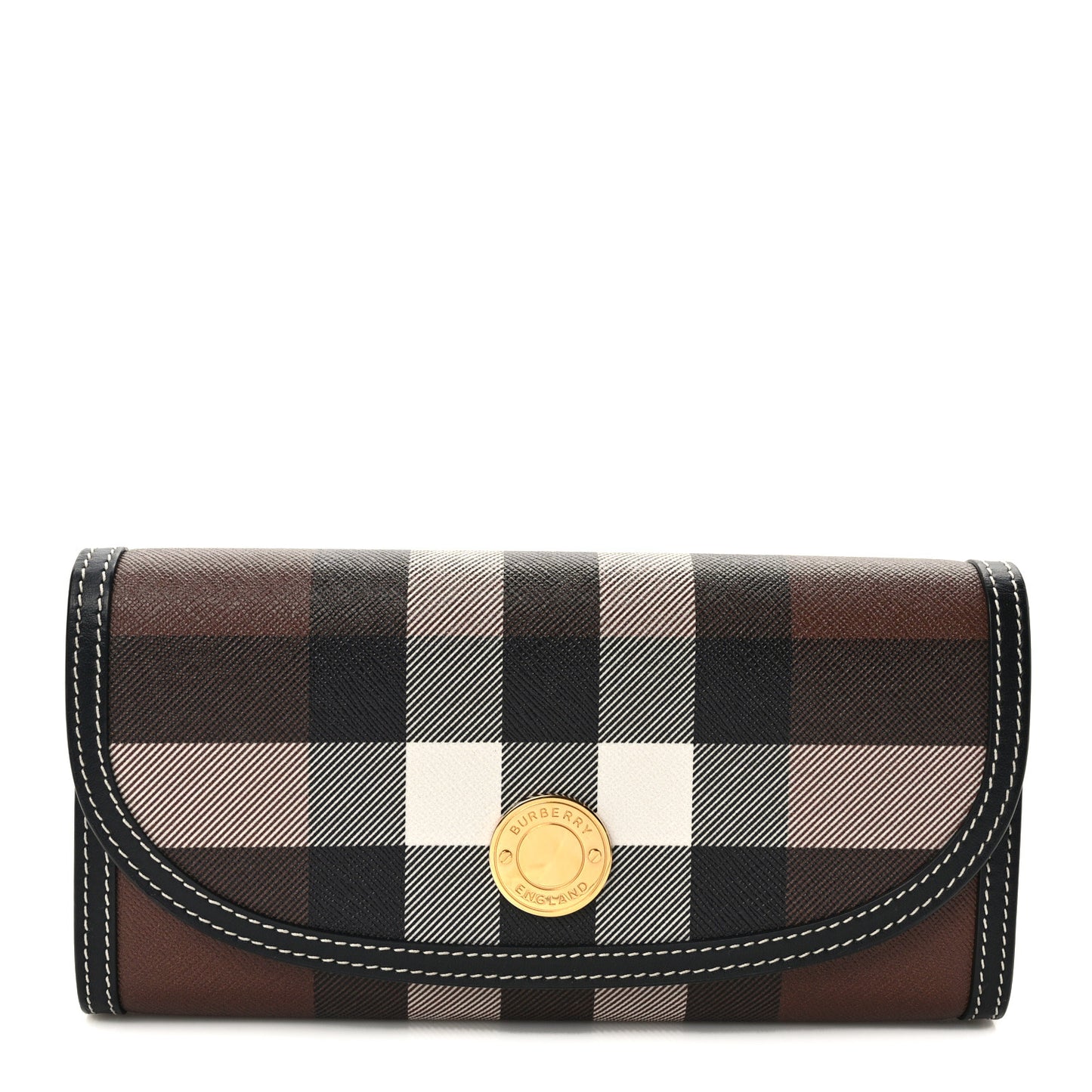 E-Canvas Check Continental Wallet Dark Birch Brown