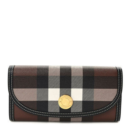 Burberry E-Canvas Check Continental Wallet Dark Birch Brown 1 of 6
